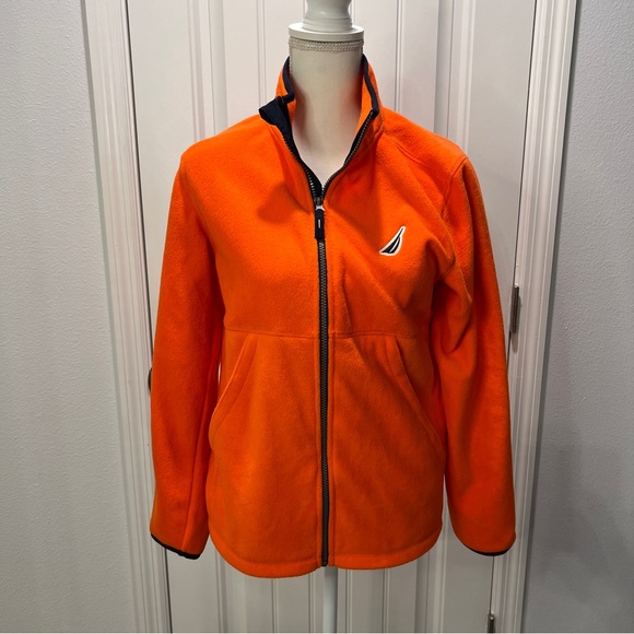 Nautica NWT Large 14/16 Nautex Performance Orange Fleece Jacket - Picture 1 of 16